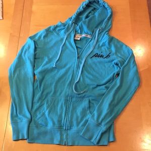 Teal Pink Victoria's Secret Zip Up Hoodie